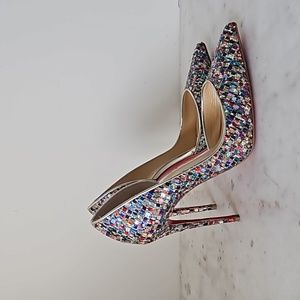 LOUBOUTIN - Iriza 100 rainbow metallic heels